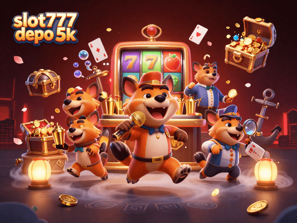 Experience thrilling gaming with slot777 depo 5k, featuring vivid characters and dynamic casino elements.