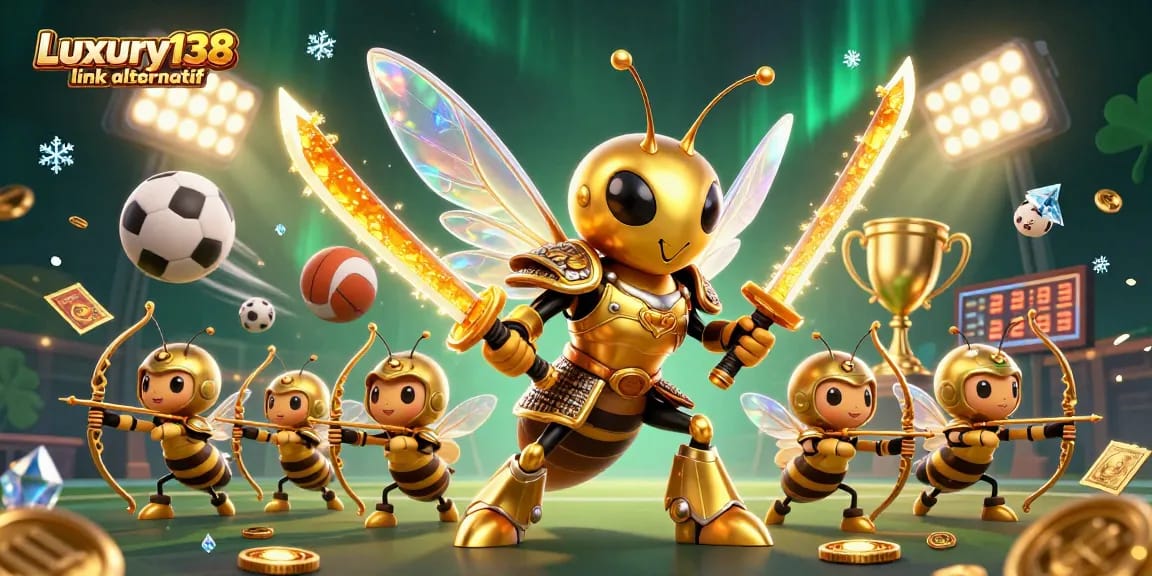 Bet on Luxury138 link alternatif with an epic scene of vibrant casino action and dynamic game elements.