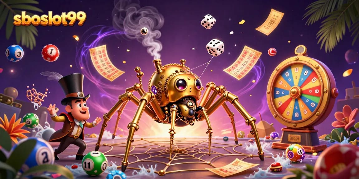 Experience thrilling wins with sboslot99 as a golden spider entangles lucky lottery elements!