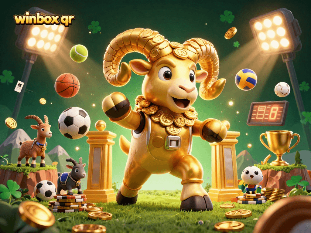 Winbox QR facilitates thrilling sports betting with vibrant cartoon mascots and dynamic elements.