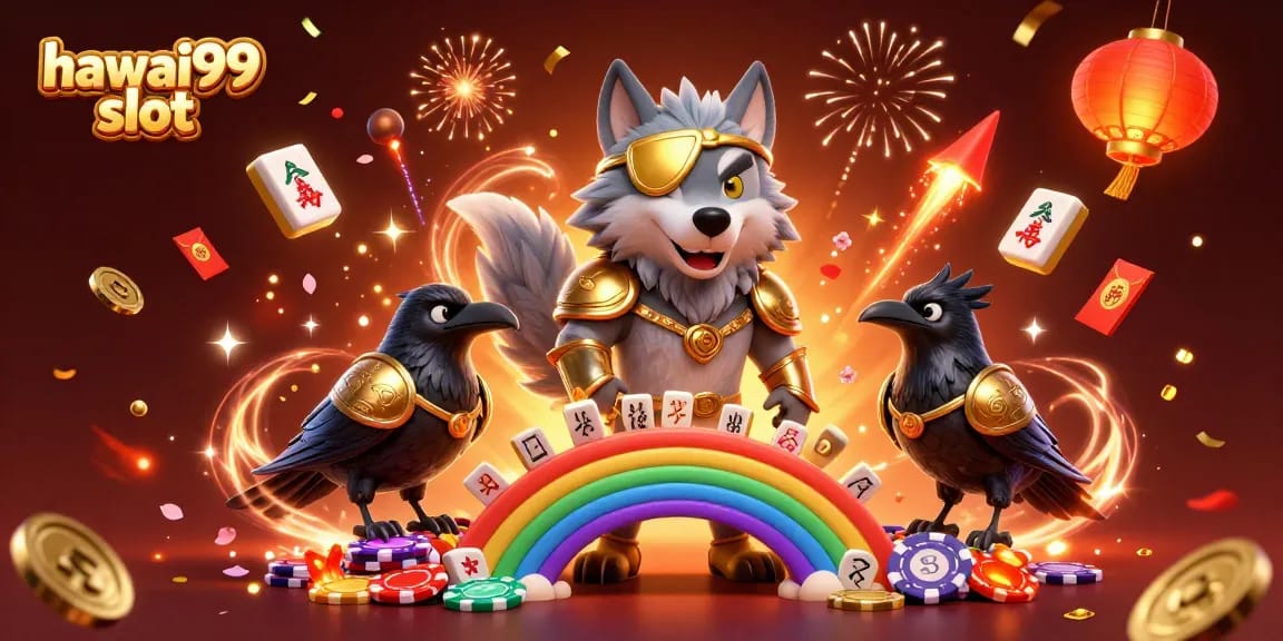 Play hawai99 slot while experiencing mythical themes with vibrant 3D artwork filled with casino elements.