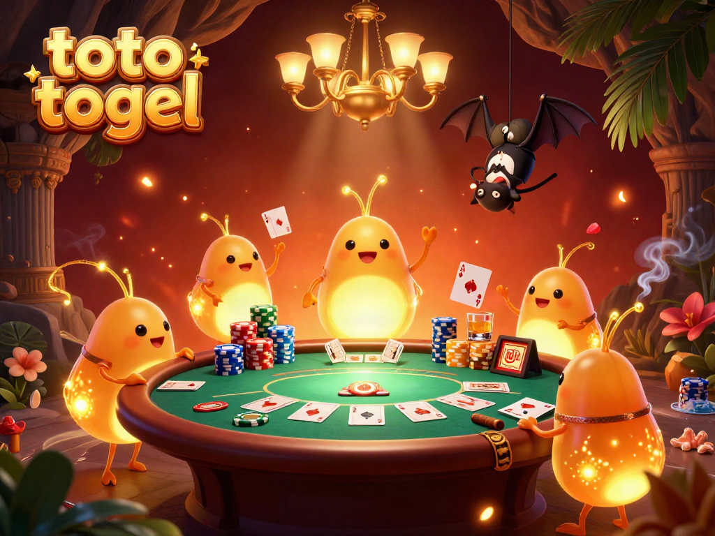 Engaging glowworms illuminate a vibrant jackpot casino scene, showcasing the exciting world of toto togel.