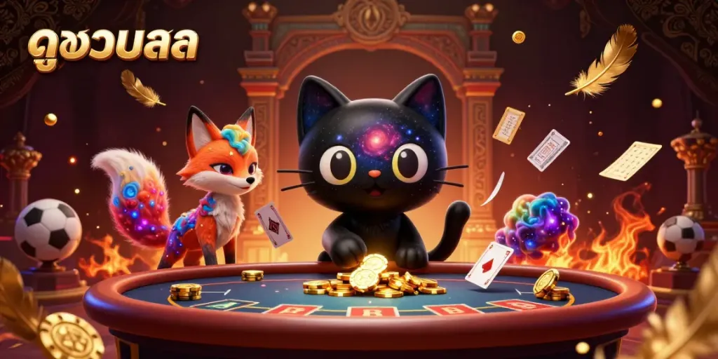 Experience thrilling football action with ดูบอลสด streaming on a cosmic casino featuring vibrant characters.