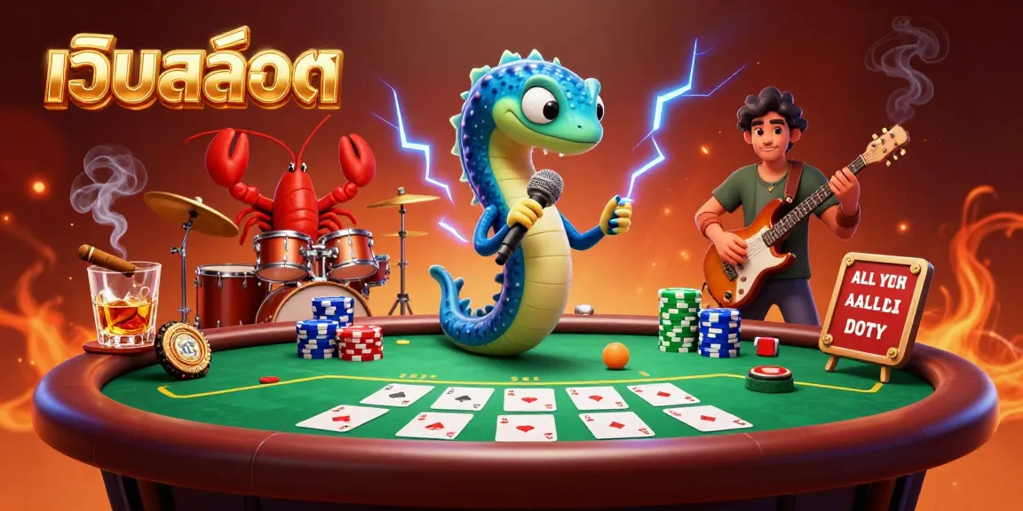 Experience the thrill of เว็บสล็อต with an electric eel DJ and cast of sea creatures in a vibrant underwater casino scene.