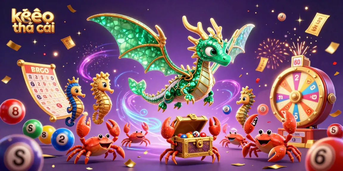 Experience kèo nhà cái excitement with a vibrant dragon and lottery elements in this dynamic illustration.