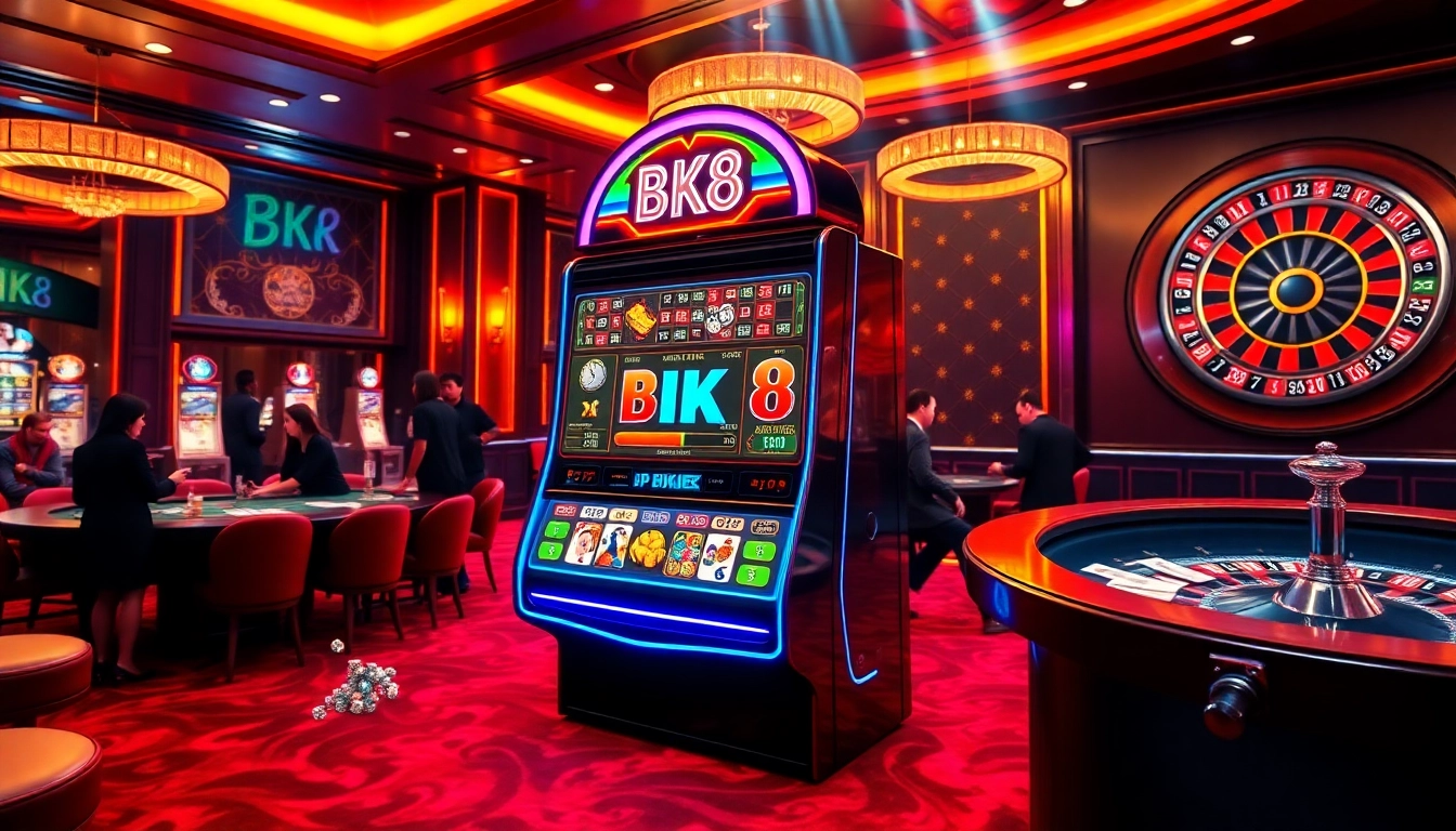 Experience thrilling gameplay with BK8 สล็อต at a modern casino setting, showcasing vibrant slot machines and excitement.