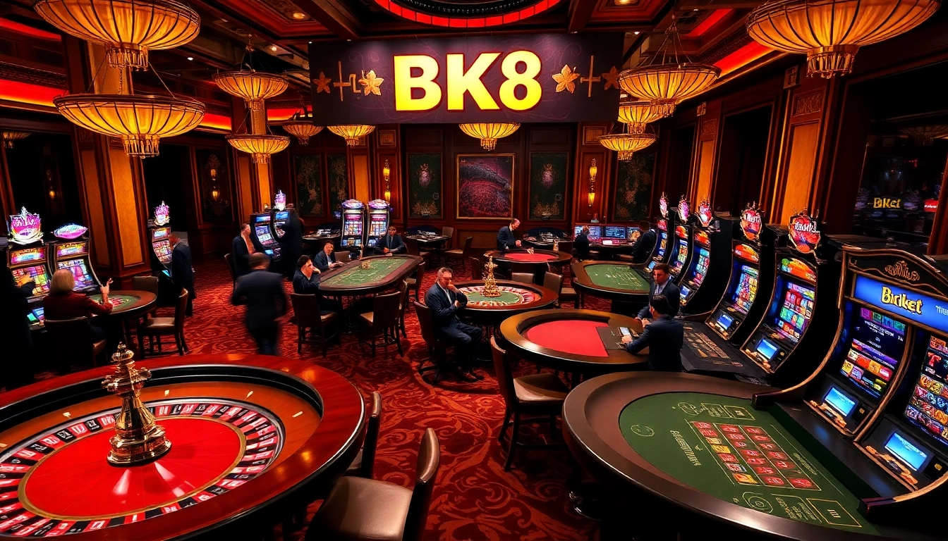 Experience high-stakes gaming at BK8 Thai, where excitement meets elegance in a bustling casino.