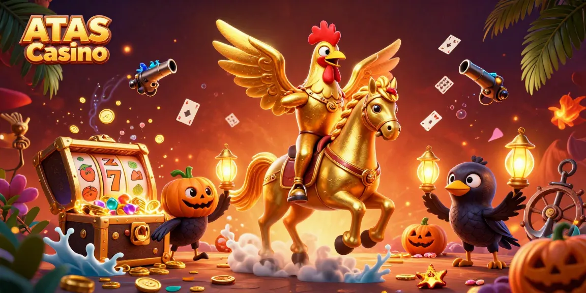Experience the thrilling world of ATAS Casino with vibrant 3D illustrations showcasing exciting gaming elements.