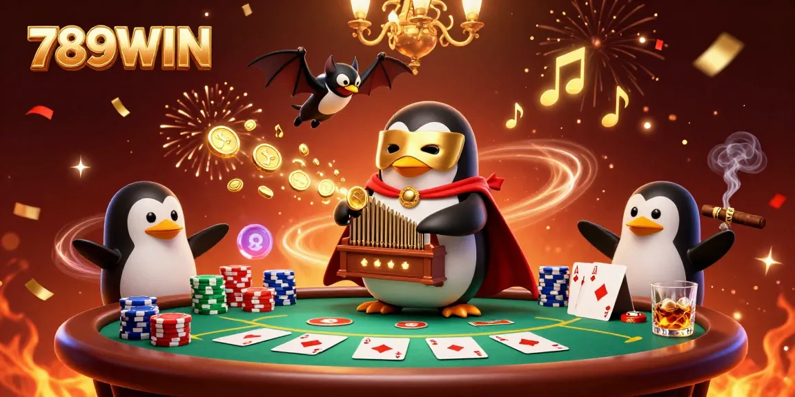 Engage with 789WIN as a phantom operatic penguin blasts golden coins at the casino.