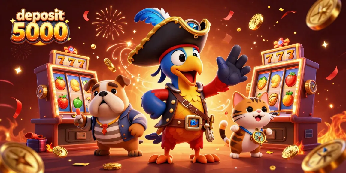 Spin big wins with deposit 5000 in slot games featuring lively characters and vibrant symbols.