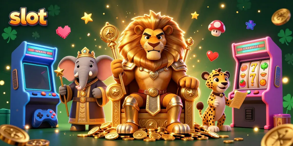 Experience thrilling slot action with a king lion, wise elephant, and speedy cheetah in this vibrant gaming scene.