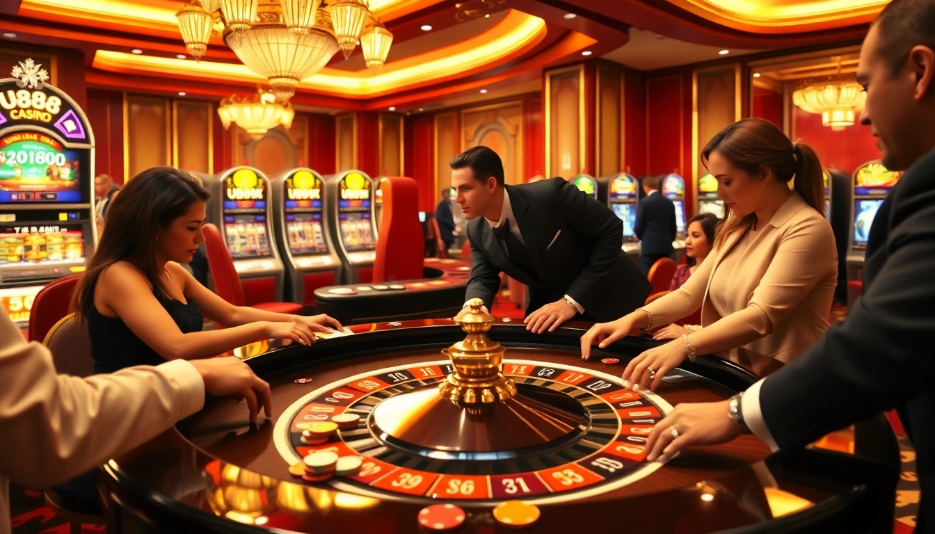 Experience the thrill of u888 betting at a lively casino table with professional dealers and vibrant atmosphere.