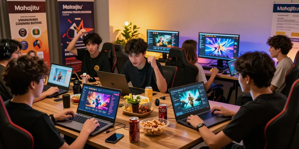 Mahajitu online gaming scene with diverse players enjoying fast withdrawals and deposits.