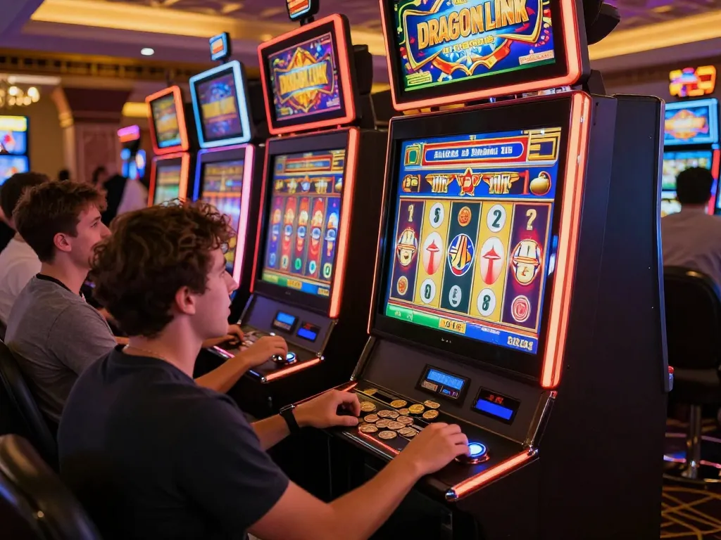 Players enjoy excitement at the Dragon Link slot, engaging in thrilling gameplay for potential rewards.
