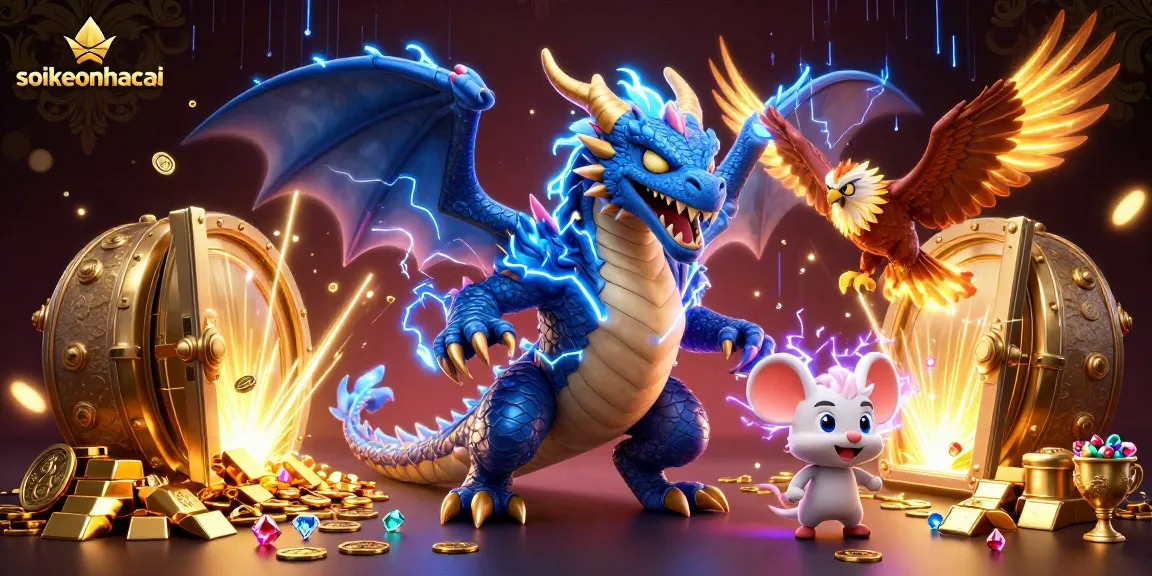 Engage with soikeonhacai, featuring dynamic characters in a thrilling sports betting scene full of treasures.