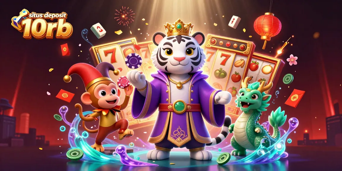 Engage with situs deposit 10rb through playful 3D characters amidst vibrant casino elements.