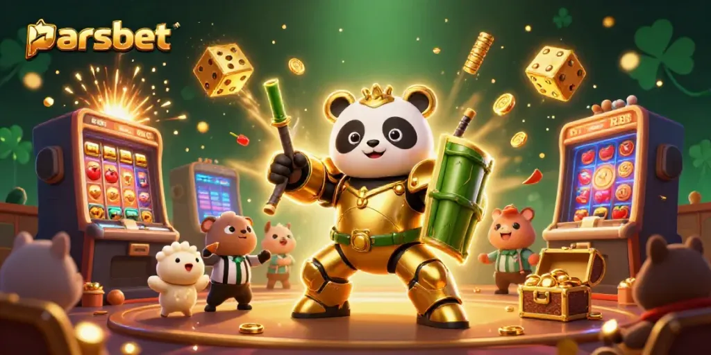 Parsbet ile dolu bir casinoda eğlenceli anlar yaşanan 3D illüstrasyon.