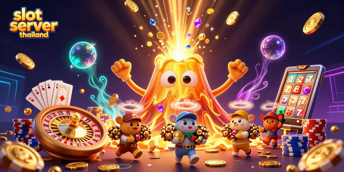 Experience amazing wins at slot server thailand with this vibrant illustration of golden treasures and gaming excitement.