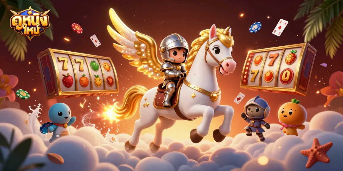 Engage with ดูหนังใหม่ at high stakes, featuring casino elements with vibrant visuals in a fantasy setting.