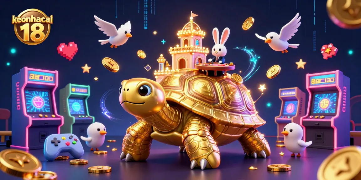 Bet on keonhacai 18 with a lively rabbit dealer amidst golden coins and a dazzling casino palace.