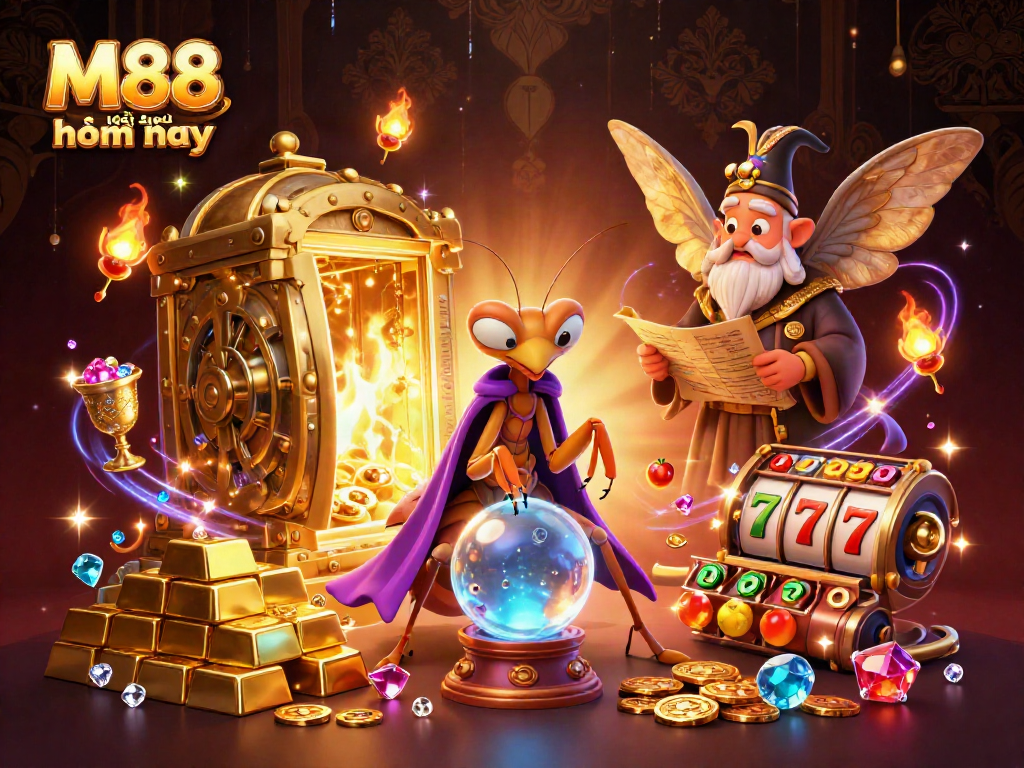 Xem M88 mới nhất hôm nay với hình ảnh các nhân vật giải trí 3D và các thành phần casino sôi động.