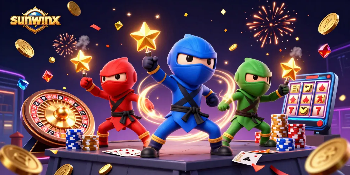 Experience thrilling gameplay with sunwinx as chameleon ninjas perform in a vibrant casino atmosphere.