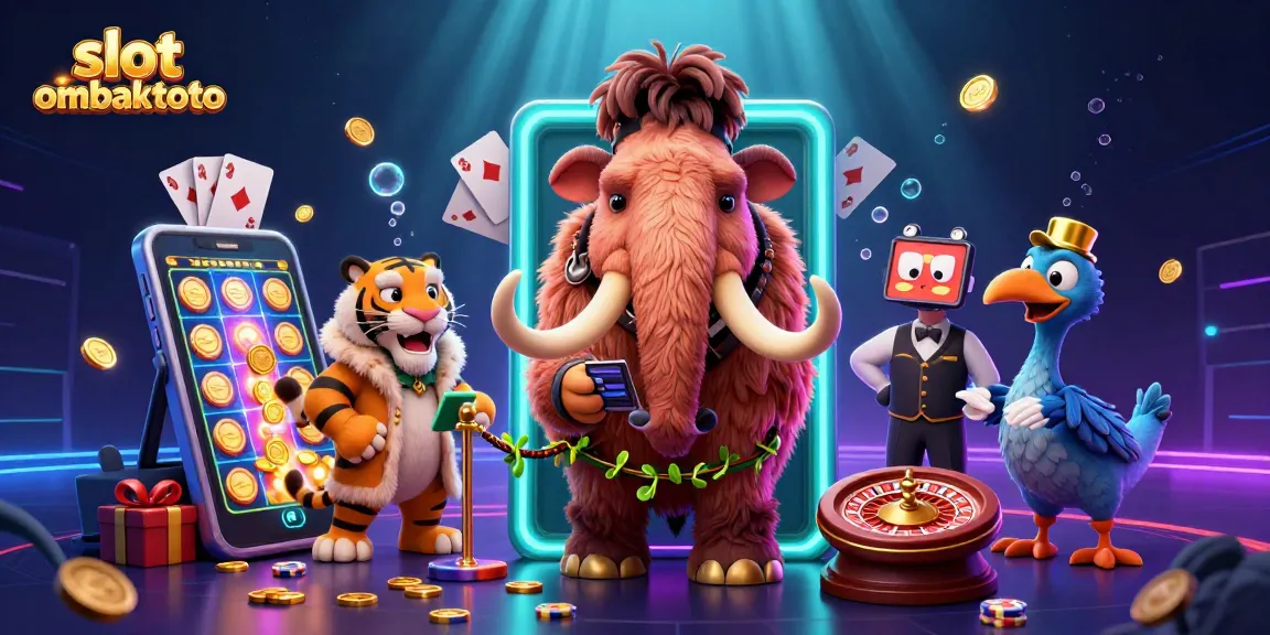 Experience thrilling action at slot ombaktoto with a cartoon mammoth bouncer welcoming guests in style.