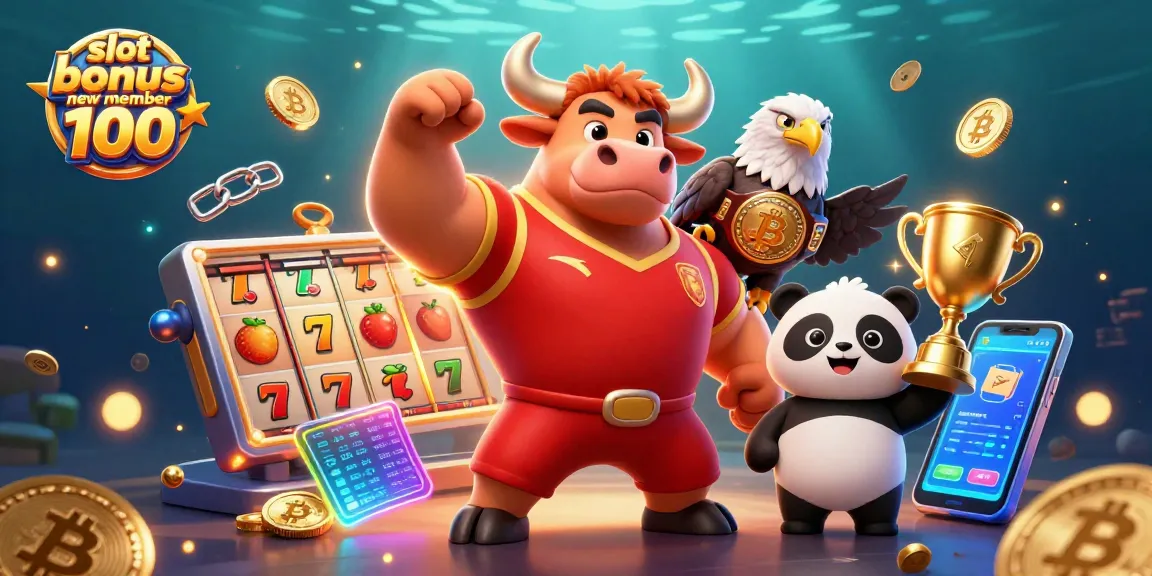 Engage with the slot bonus new member 100 in an action-packed casino scene featuring vibrant characters and dynamic elements.