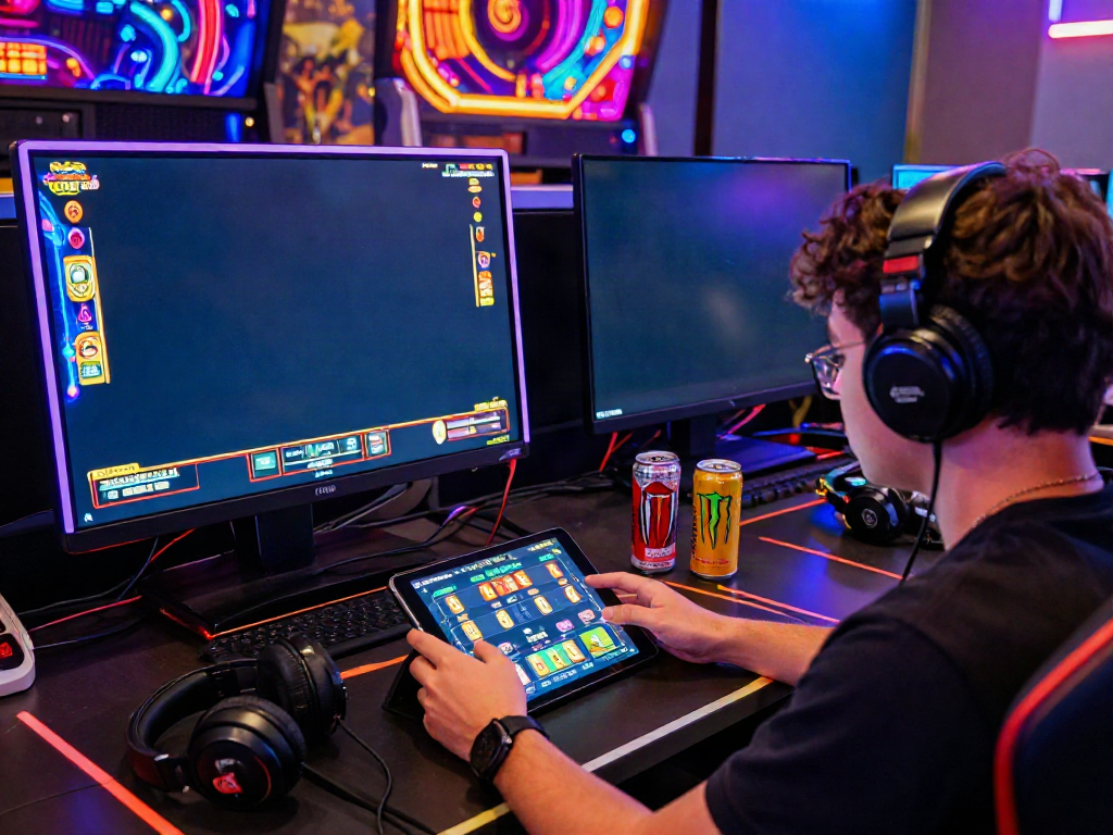 Exciting A80 online gaming scene featuring a focused player engaged in interactive slot gameplay with colorful graphics.