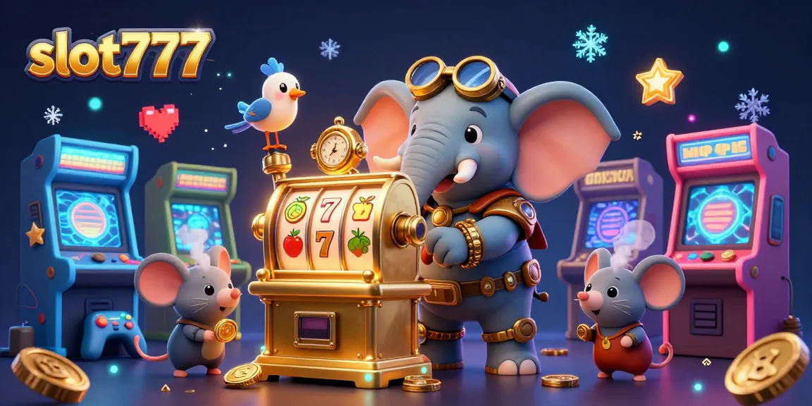 Engage in exciting gameplay with slot777 featuring a vibrant steampunk elephant and golden slot machine.