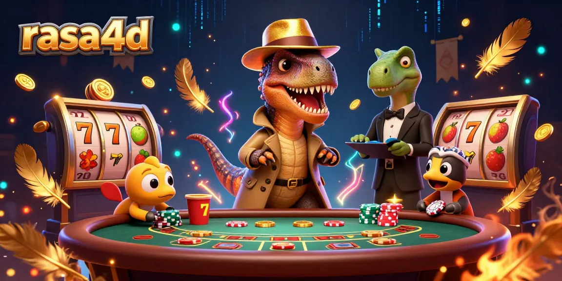 Experience the thrill of rasa4d with a velociraptor counting cards and a stegosaurus pit boss in an engaging casino scene.