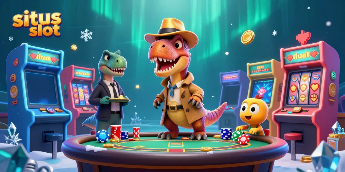 Permainan situs slot dengan karakter kartun 3D velociraptor di meja blackjack.
