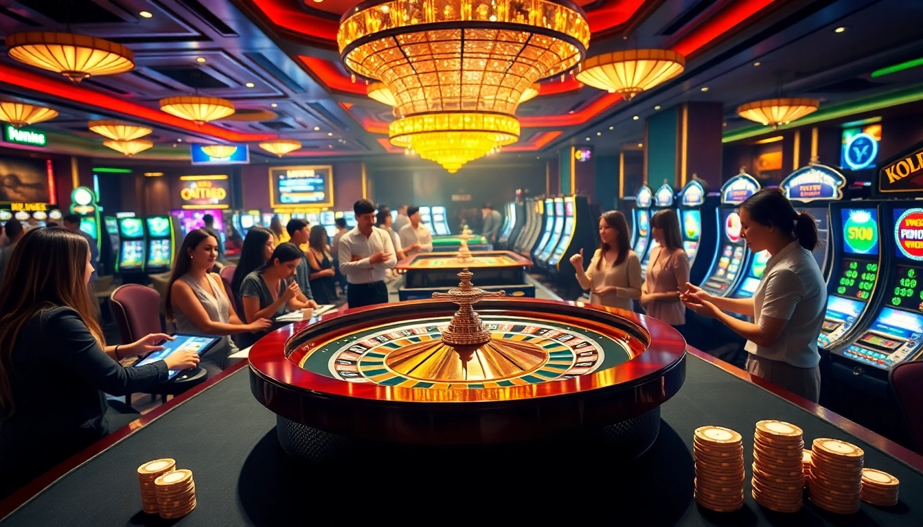 Players engaging in exciting bets at nhà cái m88 online casino with vibrant gaming visuals.