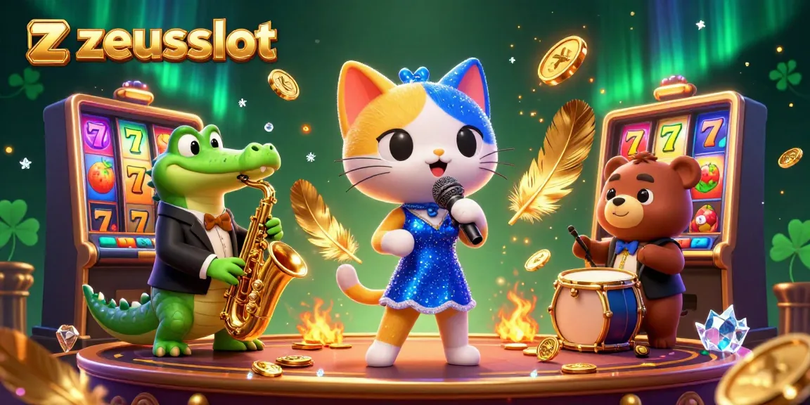 Experience zeusslot success with vibrant characters and dynamic casino elements in this captivating illustration.