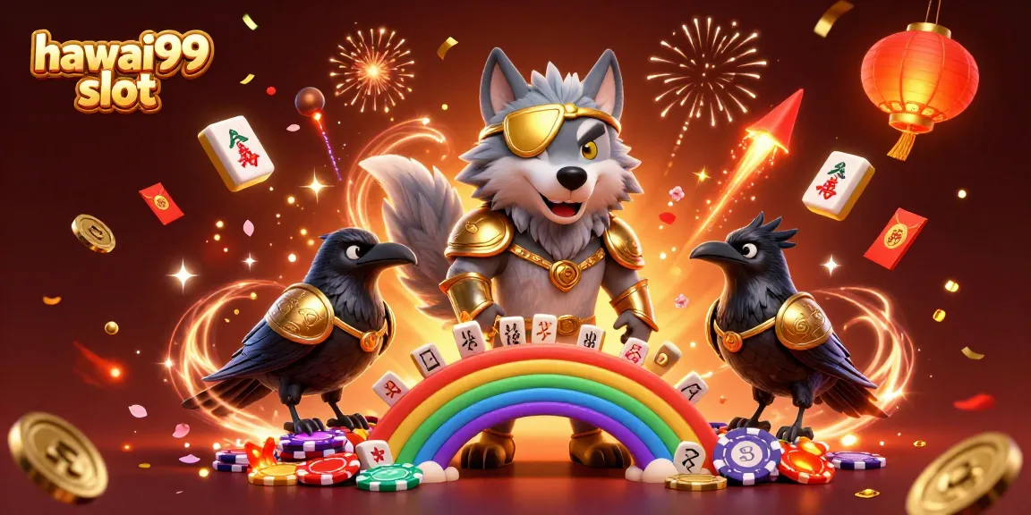 Play hawai99 slot while experiencing mythical themes with vibrant 3D artwork filled with casino elements.