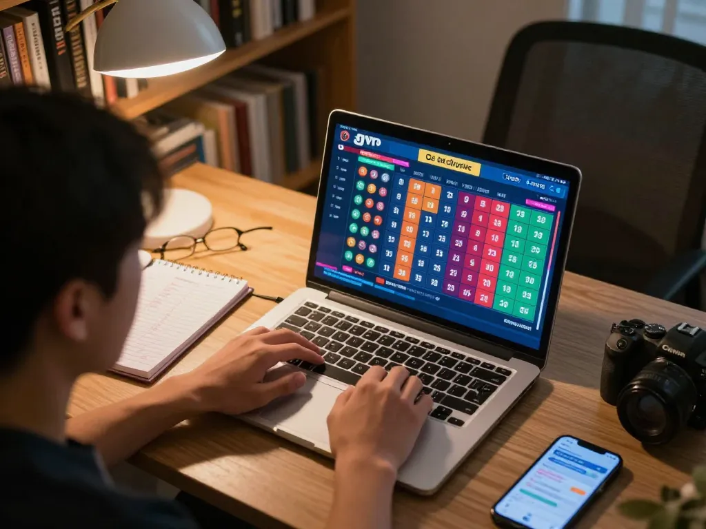 Sesi permainan togel online Toto menampilkan pemain yang terlibat dalam taruhan strategis di rumah