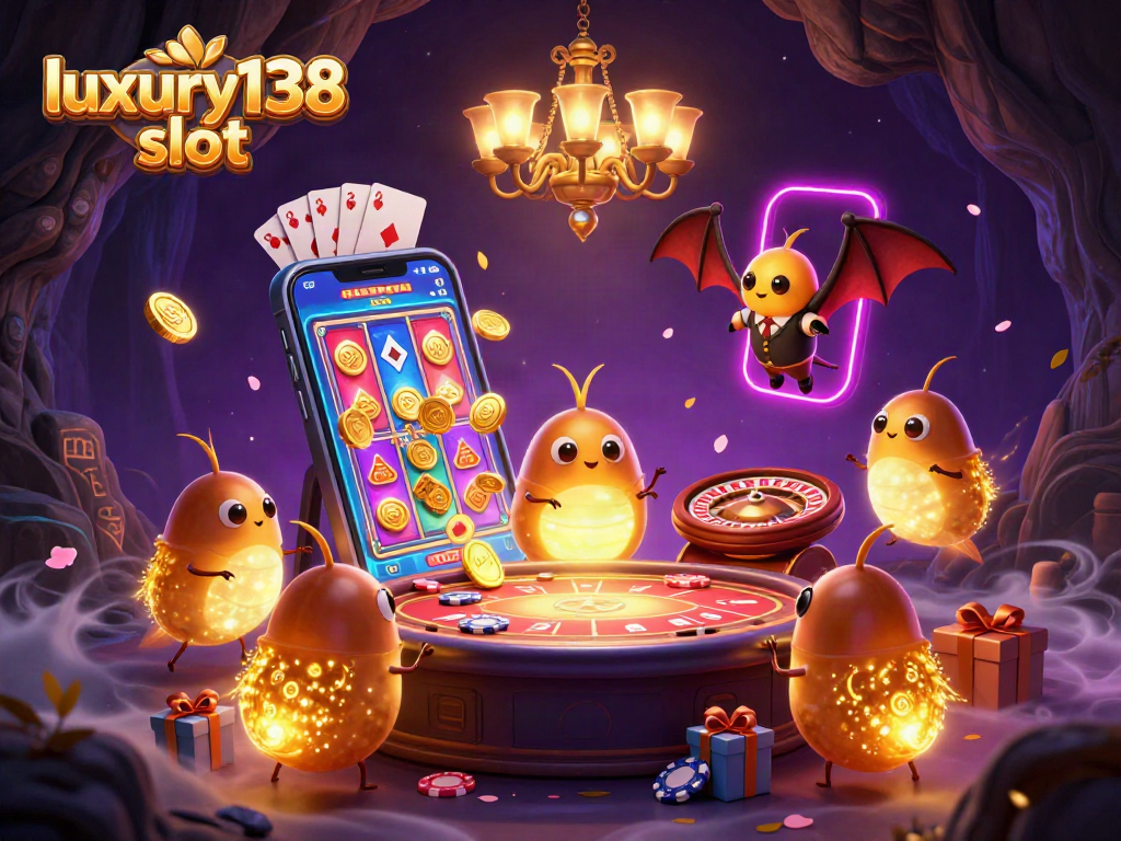 Memperkenalkan luxury138 slot dengan permainan slot penuh warna yang dipandu oleh karakter cacing bercahaya.