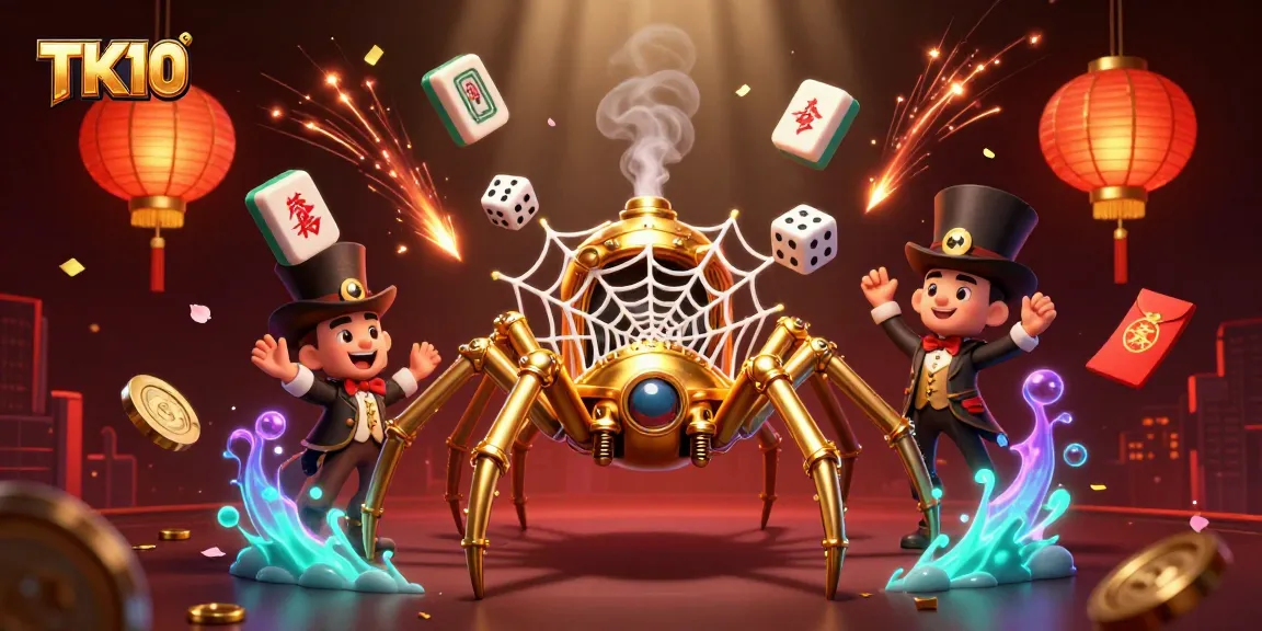 Experience thrilling gaming with TK10's vibrant cartoon scene of unique gameplay elements.