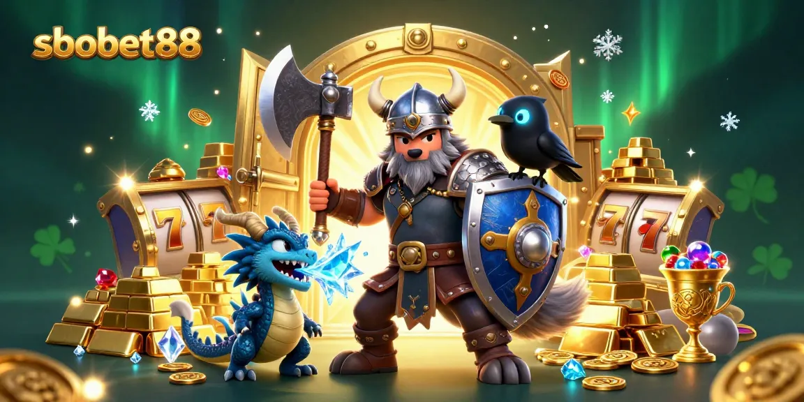 Experience thrilling wins with sbobet88 in this captivating casino adventure featuring a Viking warrior and treasure!