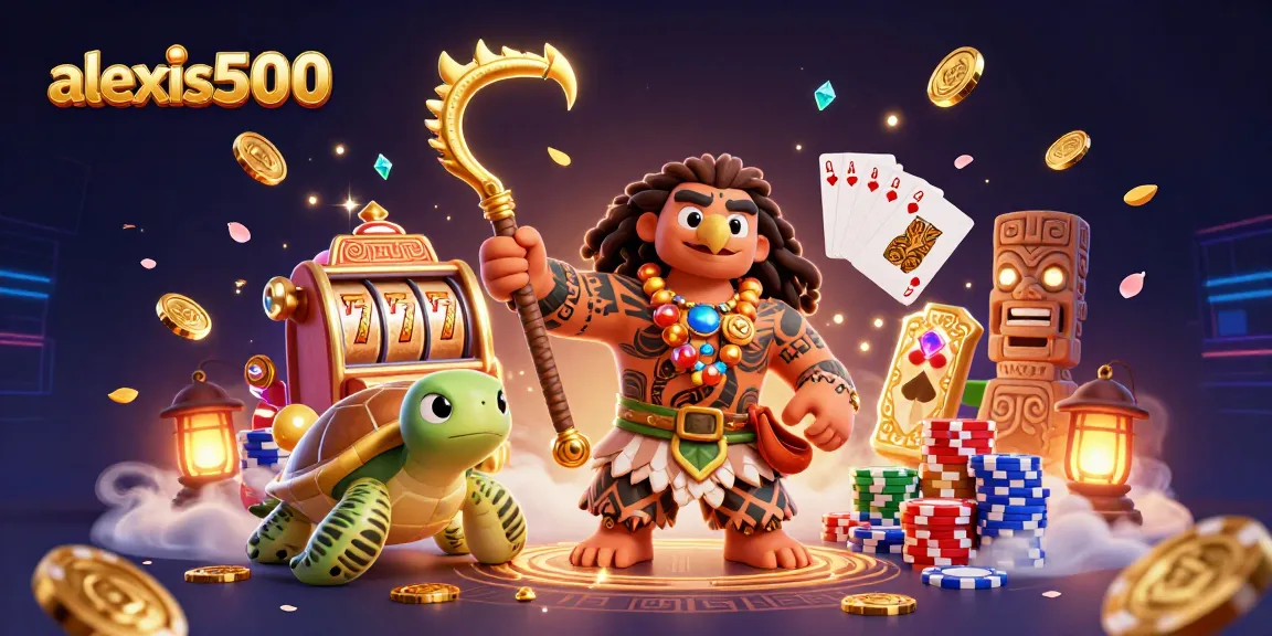 Join the thrill of alexis500 with a vibrant 3D cartoon scene celebrating online casino excitement.