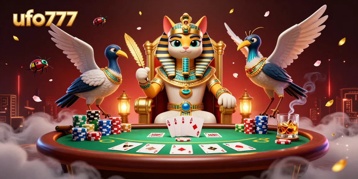 Experience big wins with ufo777 in this vibrant casino scene featuring poker and dynamic elements.