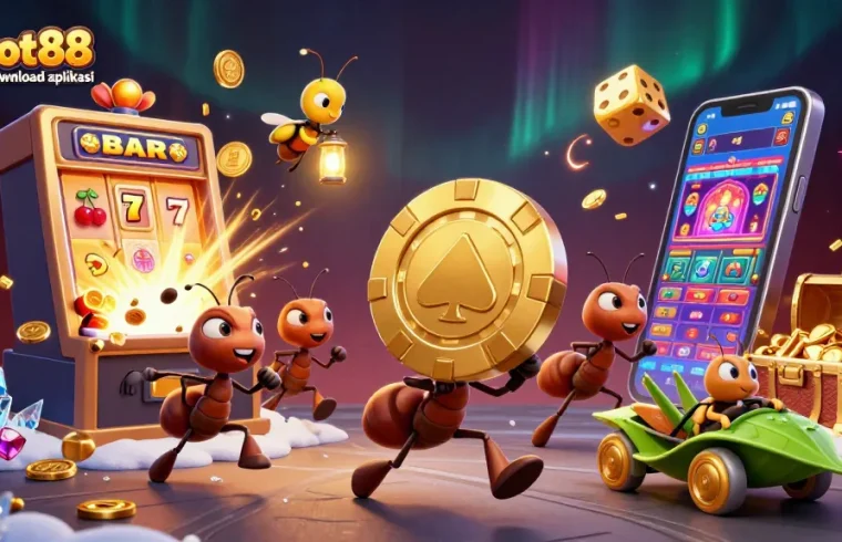 Exciting bigpot88 download aplikasi scene featuring ants in a thrilling casino heist.