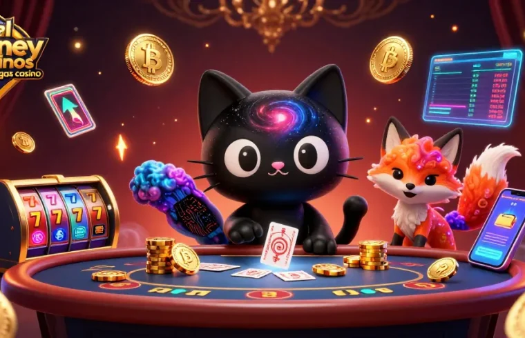 Experience thrilling action at real money casinos at crazyvegas casino with cartoon cosmic characters and vibrant gaming elements.