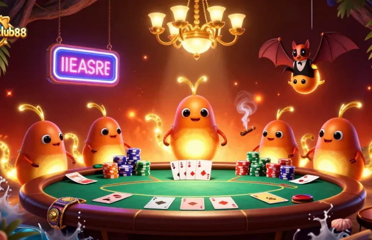Join the action at menangclub88 with glowing characters lighting a lively casino scene.