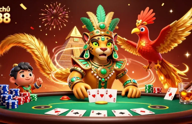Experience the excitement of trang chủ fly88 with vibrant casino characters and action-packed poker elements.