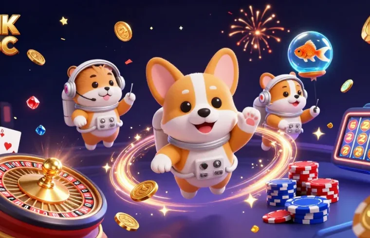 Witness the excitement of LINK GỐC with 3D characters in a floating casino full of vibrant action.